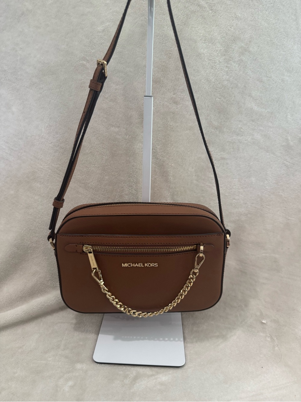 Michael Kors Jet Set East West Crossbody Camera Bag with Chain Accent